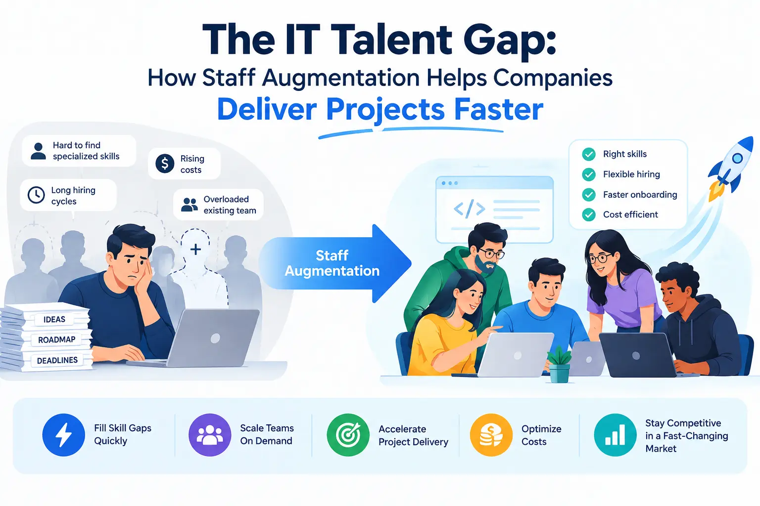 The IT Talent Gap: How Staff Augmentation Helps Companies Deliver Projects Faster