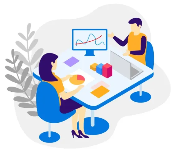 A business consultant discussing strategy with a client.